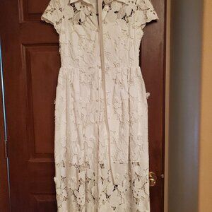 Self-Portrait Collared Lace dress with belt, US6